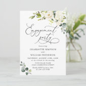 Invitation Elégant Eucalyptus White Roses ENGAGEMENT PARTI (Debout devant)
