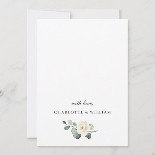 Invitation Elégant Eucalyptus White Roses ENGAGEMENT PARTI (Dos)