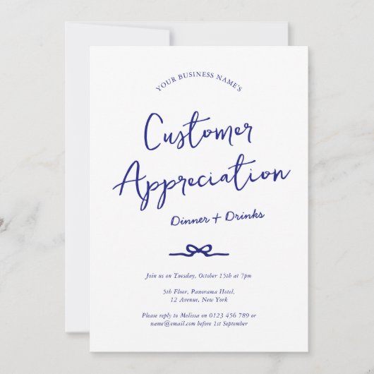 Invitation Élégant événement d'appréciation client manuscrit (Devant)