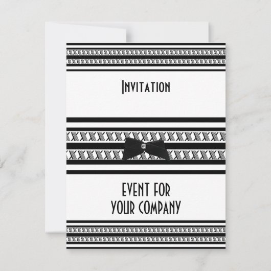 Invitation Élégant Événement Formel Cravate Noire Dîner Blanc (Dos)