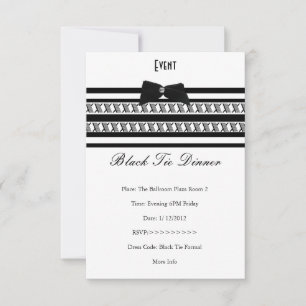 Invitation Élégant événement formel cravate noire dîner blanc