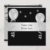 Invitation Élégant évènement spécial des Ballons blancs noirs (Devant / Derrière)
