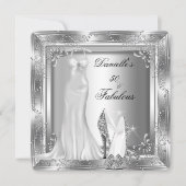 Invitation Elégant Fabuleux 50 Argent Look High Heel Chaussur (Devant)