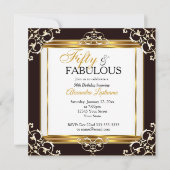 Invitation Elégant Fabulous Gold Black White 50e anniversaire (Devant)