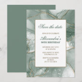 Invitation Élégant Faire part 96e anniversaire vert (Devant / Derrière)