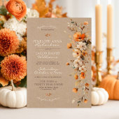 Invitation Elegant Fall Floral Rustic Kraft Autumn QR Wedding