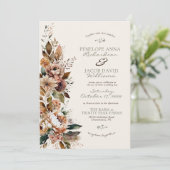 Invitation Elegant Fall Floral Sage Green Boho Autumn Wedding (Debout devant)