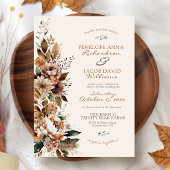 Invitation Elegant Fall Floral Terracotta Boho Autumn Wedding