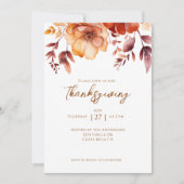 Invitation Elegant Fall Floral Thanksgiving Party (Devant)