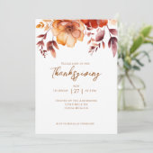 Invitation Elegant Fall Floral Thanksgiving Party (Debout devant)
