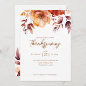 Invitation Elegant Fall Floral Thanksgiving Party (Devant / Derrière)
