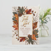 Invitation Elegant Fall in Love Golden Automne Mariage (Debout devant)