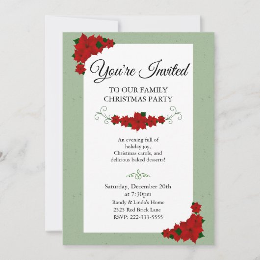 Invitation Elegant Family Christmas Party (Devant)