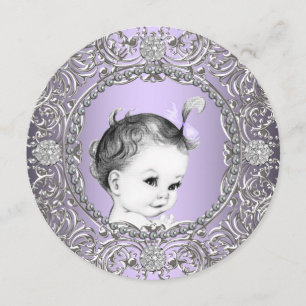 Invitation Elégant Fancy Purple et Silver Baby Girl Douche