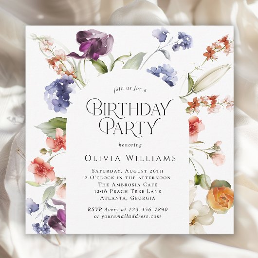 Invitation Elegant Fantasy Floral Birthday Party
