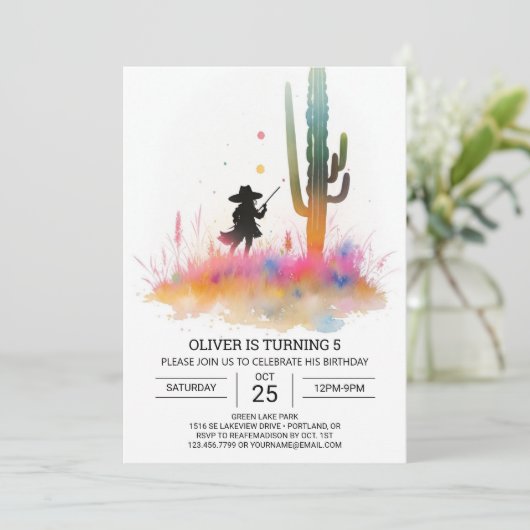 Invitation Elégant Far West Cowboy (Debout devant)