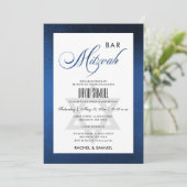 INVITATION ÉLÉGANT FAUX BLUE SIMPLE BAR À MAIN MITZVAH (Debout devant)