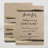 Invitation Élégant Faux Gold & Black Paint Strokes (Devant / Derrière)