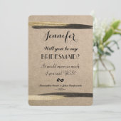 Invitation Élégant Faux Gold & Black Paint Strokes (Debout devant)