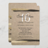 Invitation Élégant Faux Gold & Black Paint Strokes (Devant / Derrière)