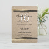 Invitation Élégant Faux Gold & Black Paint Strokes (Debout devant)