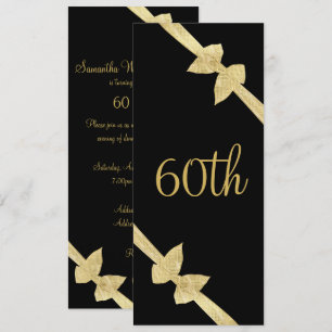 Invitation Elégant Faux Gold Bows 60e anniversaire