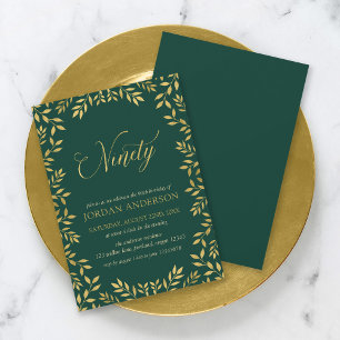 Invitation Elégant Faux Gold Feuille 90e anniversaire