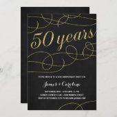 Invitation Élégant | Faux Gold Foil 50e anniversaire (Devant / Derrière)