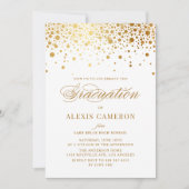 Invitation Élégant Faux Gold Foil Confetti Graduation (Devant)