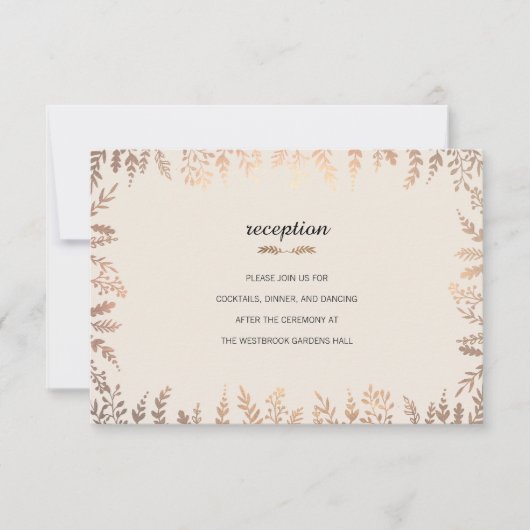 Invitation Élégant Faux Gold Foliage Insertion (Devant)
