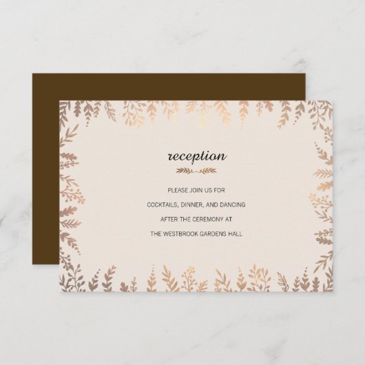 Invitation Élégant Faux Gold Foliage Insertion (Devant / Derrière)