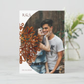 Invitation Elegant Faux Gold ornamental photo wedding (Debout devant)