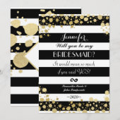 Invitation Elégant Faux Gold Splatz et Stripes (Devant / Derrière)