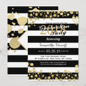 Invitation Elégant Faux Gold Splatz et Stripes (Devant / Derrière)