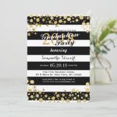 Invitation Elégant Faux Gold Splatz et Stripes (Debout devant)