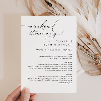 Invitation Elegant Faux Gold Weekend Birthday Itinerary 