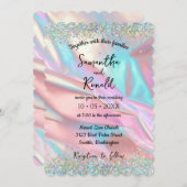 Invitation Elégant Faux Iridescente Foil et Mariage de Partie (Devant / Derrière)
