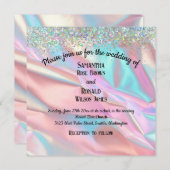 Invitation Elégant Faux Iridescente Foil et Mariage de Partie (Devant / Derrière)