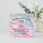 Invitation Elégant Faux Iridescente Foil et Mariage de Partie (Debout devant)