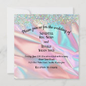 Invitation Elégant Faux Iridescente Foil et Mariage de Partie (Devant)