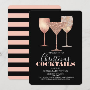 Invitation Elégant Faux Parties scintillant Cocktails de Noël