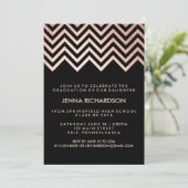 Invitation Elégant Faux Rose Gold Chevron Graduation Party (Debout devant)