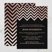 Invitation Elégant Faux Rose Gold Chevron Graduation Party (Devant / Derrière)