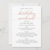 Invitation Elégant Faux Rose Gold Weekend Anniversaire (Devant)