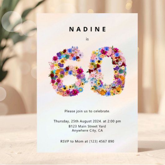 Invitation Elegant Feminine Chic Floral 60th Birthday