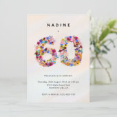 Invitation Elegant Feminine Chic Floral 60th Birthday (Debout devant)