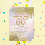 Invitation  Elegant Feminine Gold Foil Balloons 50th Birthday<br><div class="desc">Elegant and feminine personalized 50th birthday party invitation featuring number 50 made of faux gold rose foil balloons on an abstract pastel background with glitter elements. The text is fully customizable. To change it use the Personalize option. For more changes, such as changes to the font, font color or text...</div>