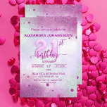 Invitation  Elegant Feminine Pink Foil Balloons 21st Birthday<br><div class="desc">Elegant and feminine personalized 21st birthday party invitation featuring the number 21 made of pink foil balloons on an abstract pastel background with glitter elements. The text is fully customizable. To change it use the Personalize option. For more changes, such as changes to the font, font color or text layout,...</div>