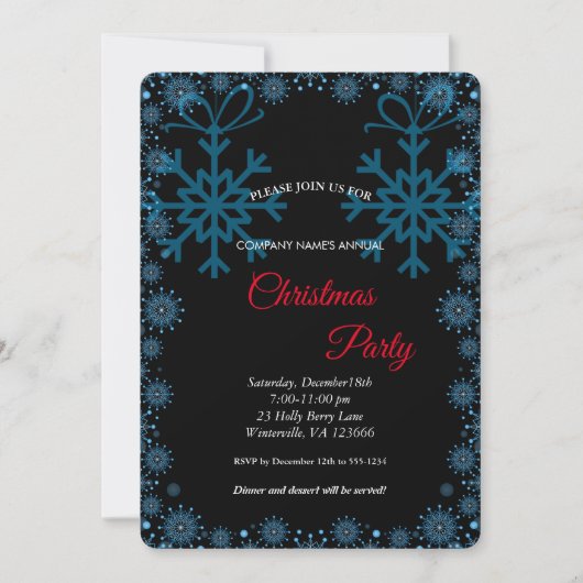 Invitation Élégant Festive Blue Flakes (Devant)
