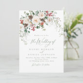 Invitation Elegant Festive Floral Holiday Winter Wedding (Debout devant)